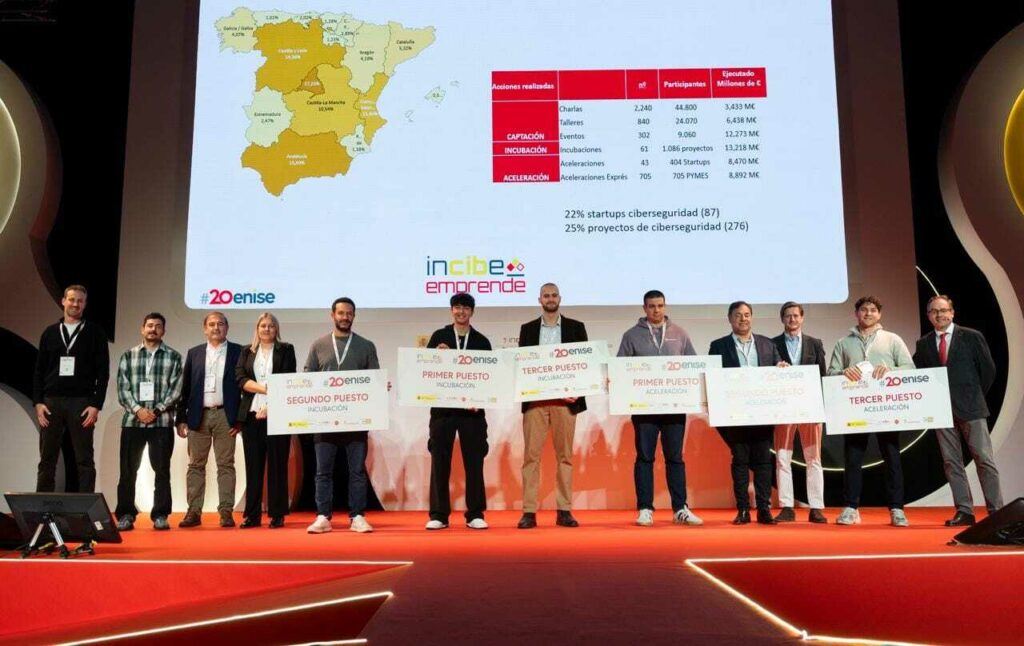 Ganadores de las competiciones de incubación y aceleración de INCIBE Emprende en 20ENISE 2026.